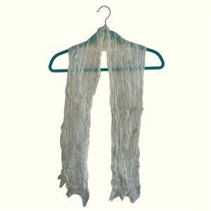 Handmade Ivory Sheer Braided Edge Scarf